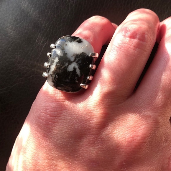 Zebra jasper sterling claw style ring size 6.25 - Picture 3 of 4